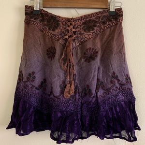 NWT Boho Ombré Lace-up Skirt